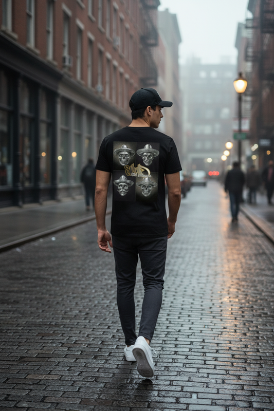 Walking city street — back shot